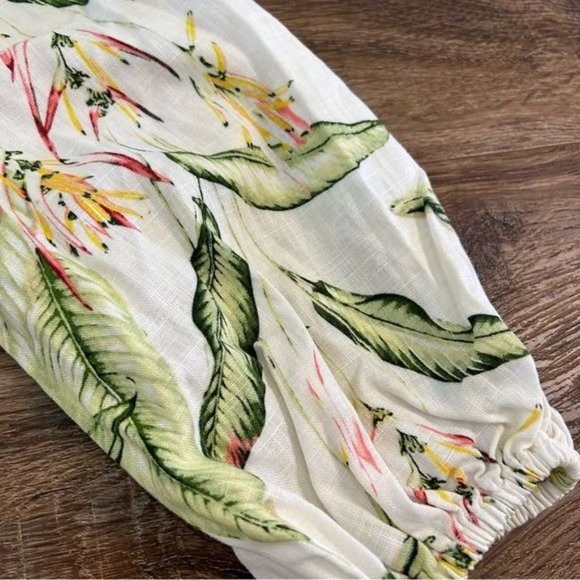 BCBGMAXAZRIA Romantic Linen blend One shoulder Belted Long Sleeve top Size L NWT - Picture 9 of 14